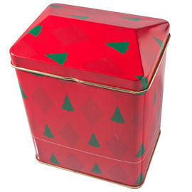 Chiny Red Gift Drukowane Puste puszki z pokrywką w kształcie Dom Tin Jar dostawca