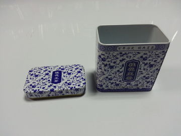 Chiny Metal Tin płyta prostokątna Printed niebieski i biały Porcelain Box, 0.23mm Tinplate dostawca