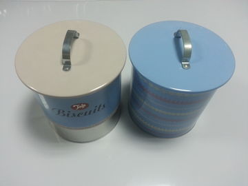 Chiny Malowana metalowa puszka Cookie Pojemniki z uchwytem na Lid, Grubość 0.25mm dostawca
