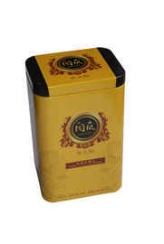 Chiny Spot Żółte Drukowane Tin herbaty kanistry, prostokątne metalowe Caddy dostawca