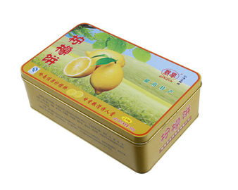 Chiny Lemon Cake Tin Box, CYMK Printed Metal Container Food Graded 0.23mm dostawca