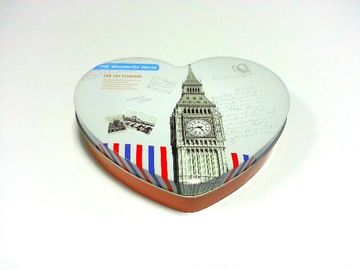 Chiny Popularne Czekolada Tin Box Tinplate Kontenery, Srebrny Kolor Wewnątrz, kształt serca dostawca