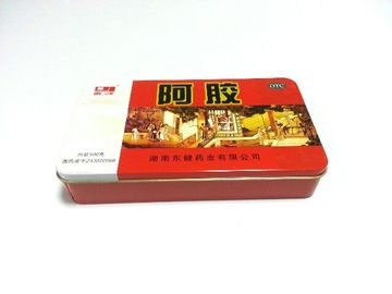 Chiny Czerwone Drukowane kwadratowe Cyna Pojemniki z pokrywą / Lid, Grubość 0.23mm dostawca