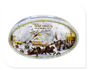 Chiny Owalne herbaty Cyna Kanister z wewnętrznym Złoty Kolor Metal Box Custom Print zaakceptowana firma