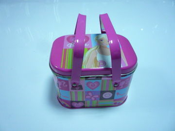 Przenośny Lunch Metal Tin Box dwa uchwyty Różowy grubości 0.23mm dostawca