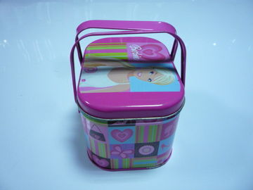 Przenośny Lunch Metal Tin Box dwa uchwyty Różowy grubości 0.23mm dostawca