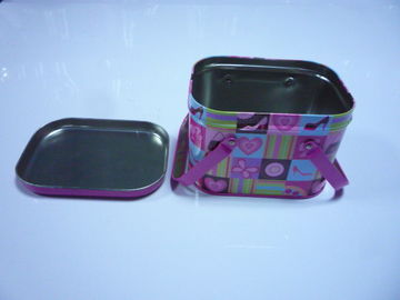 Przenośny Lunch Metal Tin Box dwa uchwyty Różowy grubości 0.23mm dostawca
