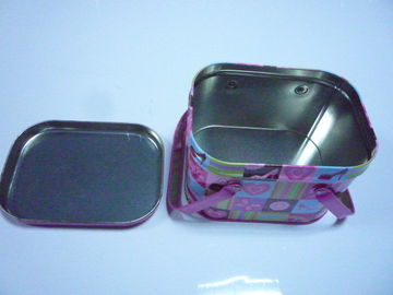 Przenośny Lunch Metal Tin Box dwa uchwyty Różowy grubości 0.23mm dostawca