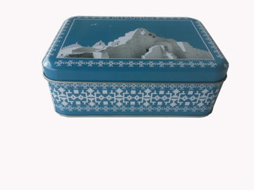 Niebieski Cookie Metal Tin Container, ekologiczny plac Tin Box dostawca