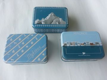 Niebieski Cookie Metal Tin Container, ekologiczny plac Tin Box dostawca