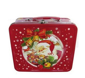 Chiny LOGO Druk Metal Prostokąt Tin Lunch Box Z Christmas grafiką fabryka