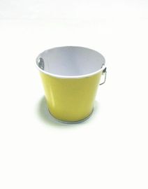 Chiny Walca Metal Tin Bucket, Okrągły Żółty małe metalowe wiaderko wody dystrybutor